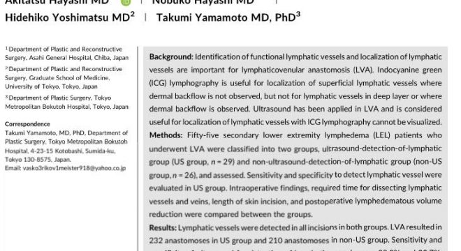 WILEY Research article page Effective and efficient lymphaticovenular anastomosis using preoperative ultrasound detection technique of lymphatic vessels in lower extremity lymphedema
