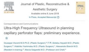 論文写真： Ultra-high frequency ultrasound in planning capillary perforator flaps